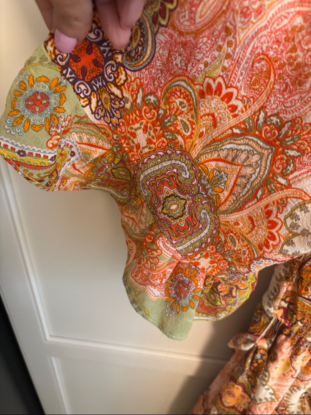 Bohemian Paisley Wrap Maxi Dress in Pink and Orange - Picture 3 of 4
